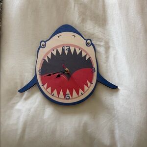 Kids wooden shark clock